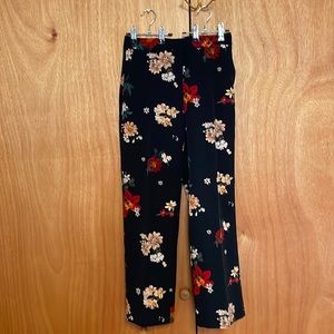 Zara Navy Floral Wide Legged Pant